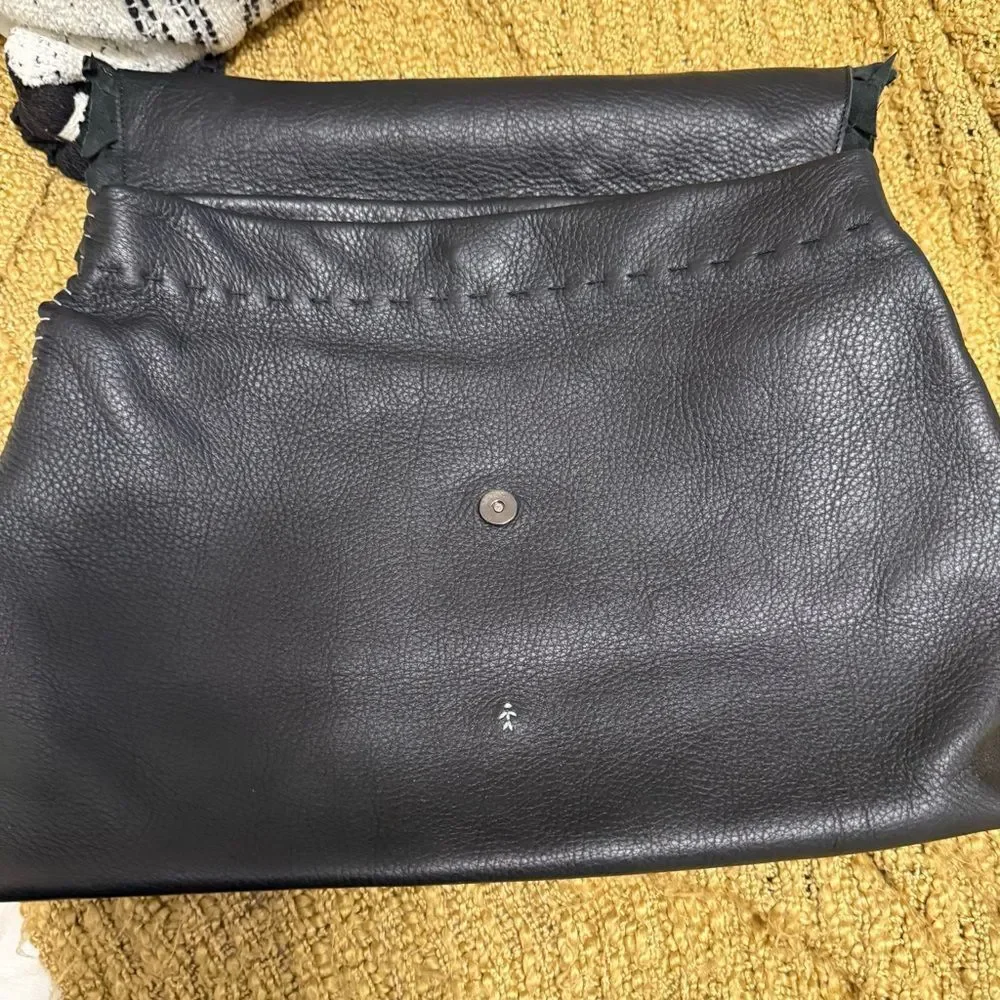 Henry Beguelin Black Pebbled/Woven Shoulder Bag